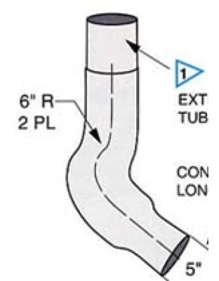 Pete 377-378 double bend 5in driver side elbow Part Number: 14PB-L1380CP