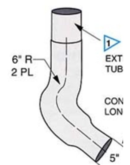 Pete 377-378 double bend 5in driver side elbow Part Number: 14PB-L1380CP