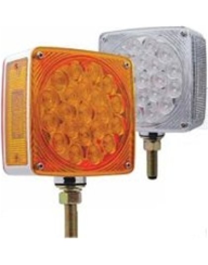 Square double face turn amber/red w/clear lenses - single stud - driver's side 3 wire Part Number: 38705