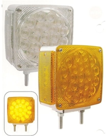 Square double face turn signal 2 stud fender mount clear amber clear red drivers side Part Number: 38707