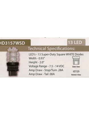 3157 White LED 360 Degree Replacement Bulb Glass | Part Number: HD3157WSD