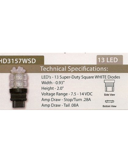 3157 White LED 360 Degree Replacement Bulb Glass | Part Number: HD3157WSD