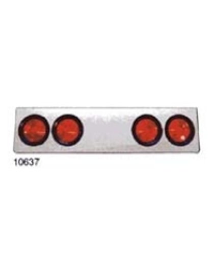 8&quot; x 34&quot; Stainless Steel Rear Center Light Box with 4&quot; Round Lights | Part Number: 10637