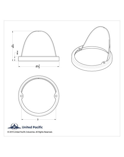 Chrome LED Light Flush Mount Base With Visor | Part Number: 39211B