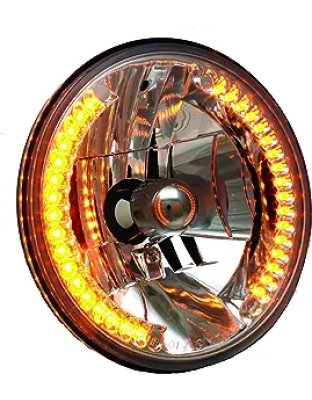 7&quot; round halogen headlight with 34 amber led around perimeter Part Number: L01-0061