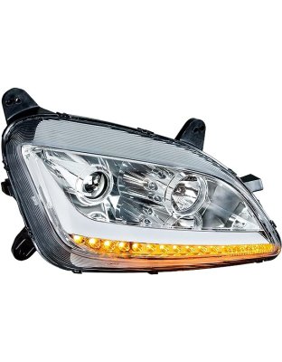 Chrome Projection Headlight with LED Position Light &amp; Signal for 2012-2021 Peterbilt 579 PASSENGER SIDE | Part Number: 35813