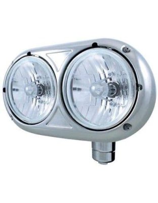 Peterbilt 359 Stainless Dual Headlight With Crystal Halogen Bulb -PASSENGER Side | Part Number: 32186