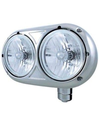 Peterbilt 359 Stainless Dual Headlight With Crystal Halogen Bulb -PASSENGER Side | Part Number: 32186