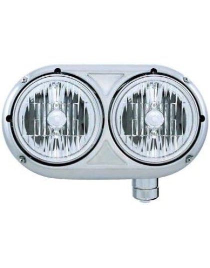 Peterbilt 359 Stainless Dual Headlight With Crystal Halogen Bulb -PASSENGER Side | Part Number: 32186