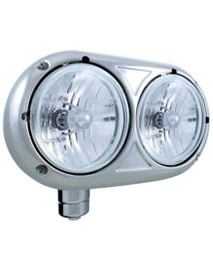 Peterbilt 359 Stainless Dual Headlight With Crystal Halogen Bulb -DRIVER SIDE | Part Number: 32194