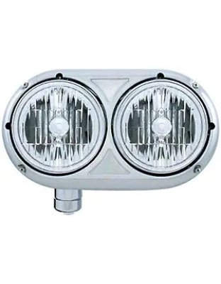 Peterbilt 359 Stainless Dual Headlight With Crystal Halogen Bulb -DRIVER SIDE | Part Number: 32194