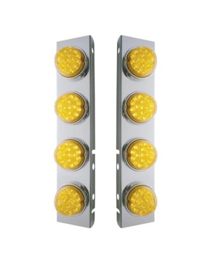 SS Front Air Cleaner Bracket with Amber LED Dual Function lights &amp; SS Bezels for Peterbilt | Part Number: 39632