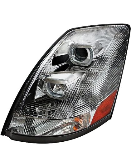 Chrome Projection Headlight Assembly - Driver Side, Chrome Housing, High/Low Beam, With Amber Led Light | Part Number: 31230