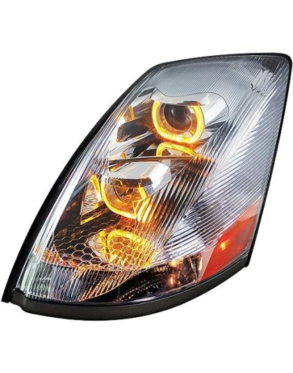 Chrome Projection Headlight Assembly - Driver Side, Chrome Housing, High/Low Beam, With Amber Led Light | Part Number: 31230