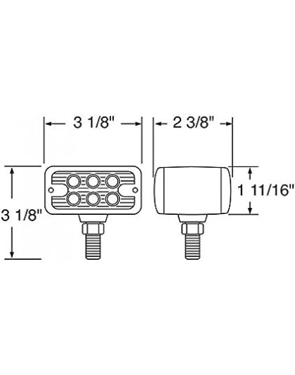 LED Dual Function Double Face Light - T-Mount - Amber &amp; Red LED/Clear Lens| Part Number: 39409