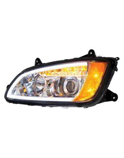 Chrome Projection Headlight With LED Turn Signal &amp; Position Light For 2008-2017 Kenworth T660 - Driver | Part Number: 32779