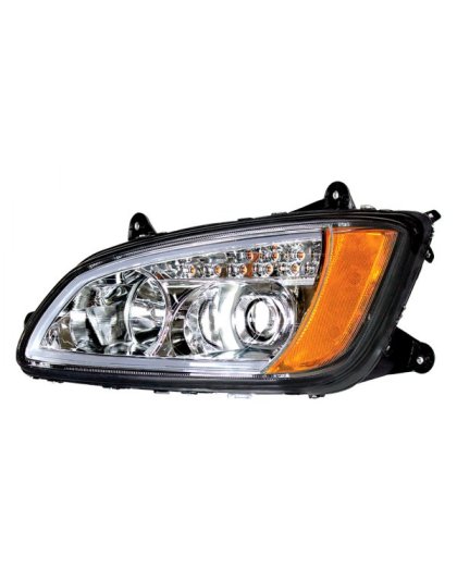 Chrome Projection Headlight With LED Turn Signal &amp; Position Light For 2008-2017 Kenworth T660 - Driver | Part Number: 32779