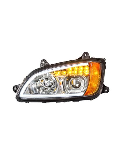 Chrome Projection Headlight With LED Turn Signal &amp; Position Light For 2008-2017 Kenworth T660 - Driver | Part Number: 32779