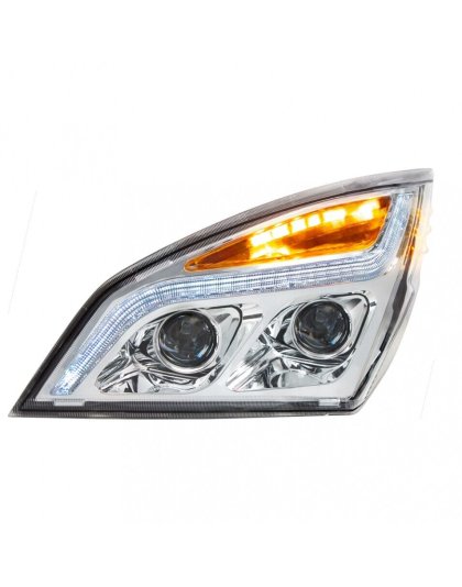  Chrome LED Projection Headlight With LED Position Light For 2018-2023 Freightliner Cascadia - Driver | Part Number: 35819