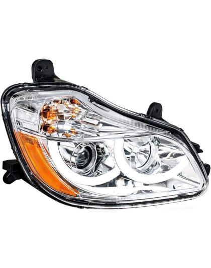 Chrome Projection Headlight With LED Position Light For 2013-2021 Kenworth T680 - Driver | Part Number: 31454