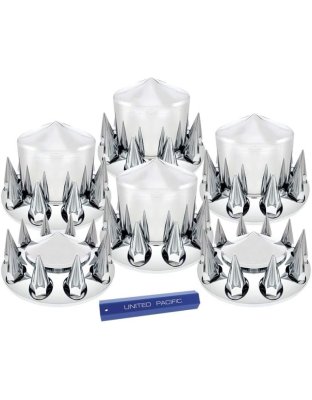 Pointed Axle Cover Combo Kit With 33mm Spike Nut Covers &amp; Nut Cover Tool - Chrome | Part Number: 10308