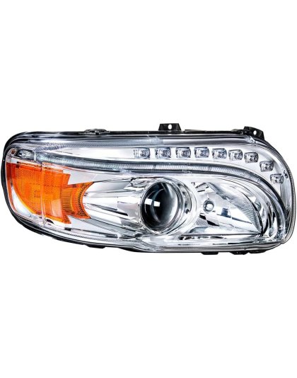 Chrome Projection Headlight With LED Turn &amp; DRL For Peterbilt 389 (2008-2023) &amp; 388 (2008-2015)- Passenger | Part Number: 35803