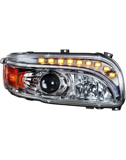 Chrome Projection Headlight With LED Turn &amp; DRL For Peterbilt 389 (2008-2023) &amp; 388 (2008-2015)- Passenger | Part Number: 35803