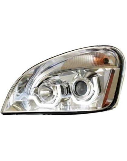 Chrome Projection Headlight With White LED Position Light For 2008-17 Freightliner Cascadia - Driver | Part Number: 31286