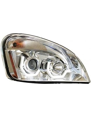 Chrome Projection Headlight With White LED Position Light For 2008-17 Freightliner Cascadia - Passenger | Part Number: 31287