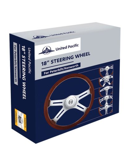  18&quot; 4-Spoke Style Wood Steering Wheel With Hub &amp; Horn Button Kit For Peterbilt (2006 ) &amp; Kenworth (2003 )| Part Number: 88178