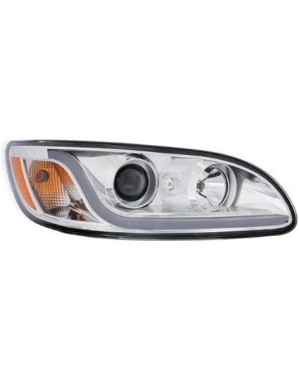 Chrome Projection Headlight W/LED Dual Function Light Bar For PB 386 (2005-2015) &amp; 387 (1999-2010) - Passenger | Part Number: 31253