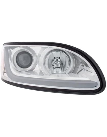 Chrome Projection Headlight W/LED Dual Function Light Bar For PB 386 (2005-2015) &amp; 387 (1999-2010) - Passenger | Part Number: 31253