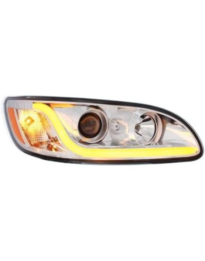 Chrome Projection Headlight W/LED Dual Function Light Bar For PB 386 (2005-2015) &amp; 387 (1999-2010) - Passenger | Part Number: 31253