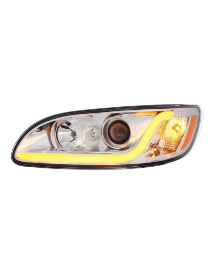 Chrome Projection Headlight W/LED Dual Function Light Bar For PB 386 (2005-2015) &amp; 387 (1999-2010) - Driver | Part Number: 31252