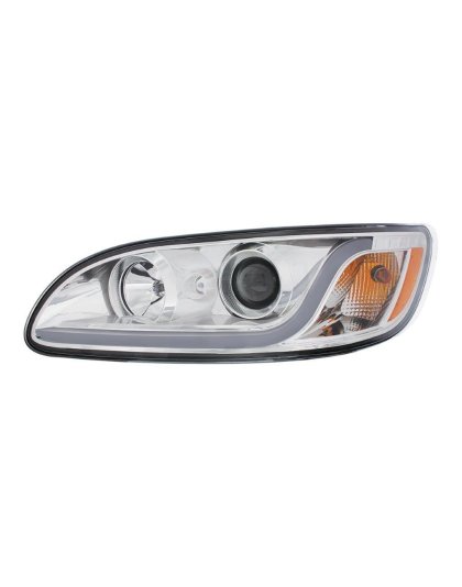 Chrome Projection Headlight W/LED Dual Function Light Bar For PB 386 (2005-2015) &amp; 387 (1999-2010) - Driver | Part Number: 31252