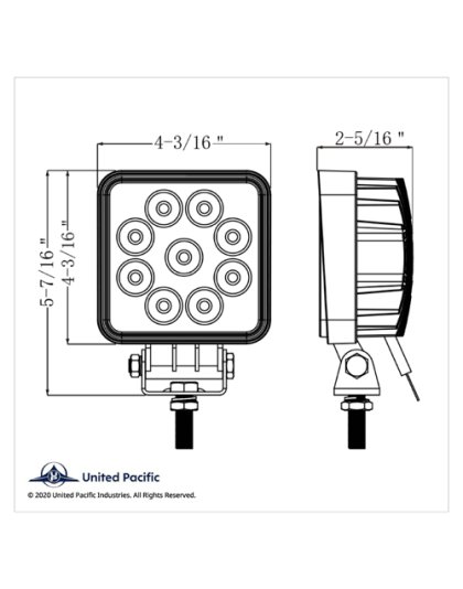 9 High Power LED Square Work Light - Flood| Part Number: 36672