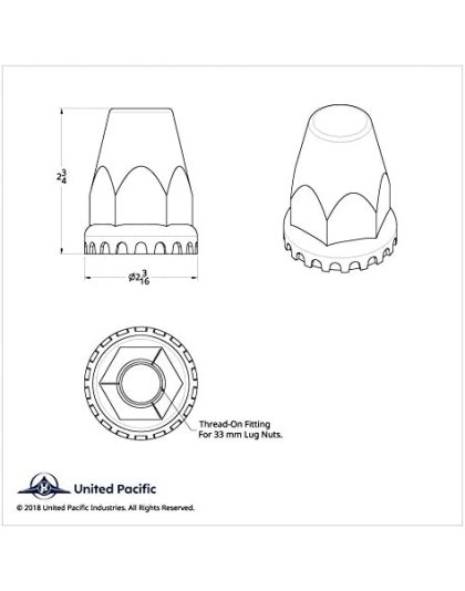 33mm X 2-3/4&quot; Matte Black Nut Original Nut Cover With Flange - Thread-On | Part Number: 10552B