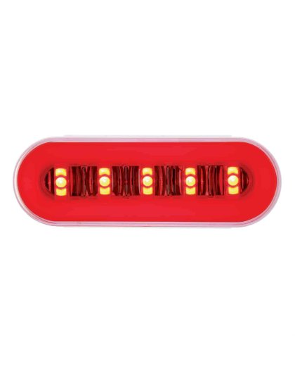 22 LED 6&quot; Oval GloLight With Divider Bar Inner Design (Stop, Turn &amp; Tail) - Red LED/Red Insert | Part Number: 36924