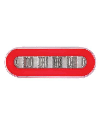 22 LED 6&quot; Oval GloLight With Divider Bar Inner Design (Stop, Turn &amp; Tail) - Red LED/Red Insert | Part Number: 36924