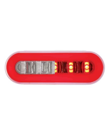 22 LED 6&quot; Oval GloLight With Divider Bar Inner Design (Stop, Turn &amp; Tail) - Red LED/Red Insert | Part Number: 36924