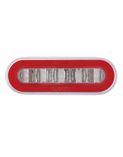 22 LED 6&quot; Oval GloLight With Divider Bar Inner Design (Stop, Turn &amp; Tail) - Red LED/Red Insert | Part Number: 36924