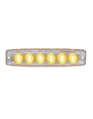 6 High Power LED Super Thin Warning Light - Amber LED/Clear Lens| Part Number: 36683B