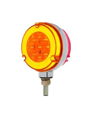 54 LED Single Stud Double Face GloLight (Turn Signal) - Amber &amp; Red LED/Clear Lens | Part Number: 37084