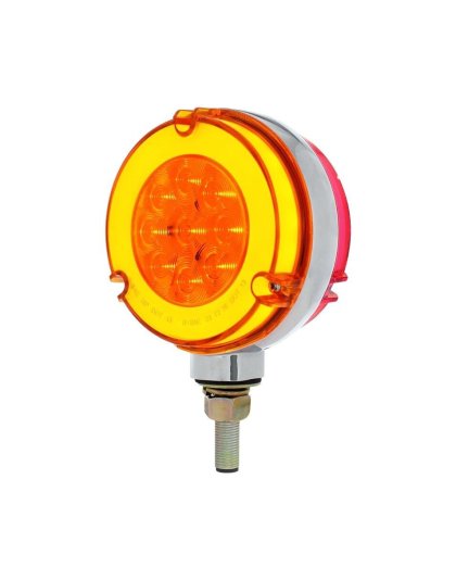 54 LED Single Stud Double Face GloLight (Turn Signal) - Amber &amp; Red LED/Clear Lens | Part Number: 37084