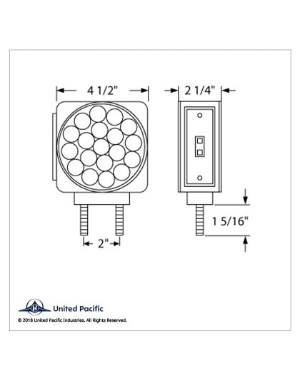  45 LED Double Stud Double Face Turn Signal Light - Amber LED/Amber Lens | Part Number: 38710