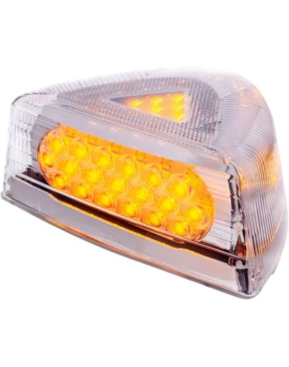  37 LED Turn Signal Light With Chrome Base For 1987-2007 Peterbilt 379/378/357- Amber LED/Clear Lens | Part Number: 39437