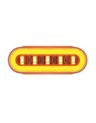 22 LED 6&quot; Oval Clear Lens With Halo Insert GloLight Light - Amber LEDs/Amber Insert | Part Number: 36925