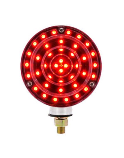  88 LED Single Stud Double Face Turn Signal Light - Amber &amp; Red LED/Clear Lens | Part Number: 38114