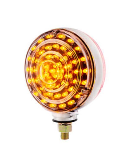  88 LED Single Stud Double Face Turn Signal Light - Amber &amp; Red LED/Clear Lens | Part Number: 38114