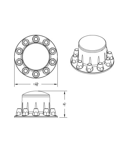 Dome Rear Axle Cover With 33mm Standard Thread-On Nut Covers - Matte Black | Part Number: 10335